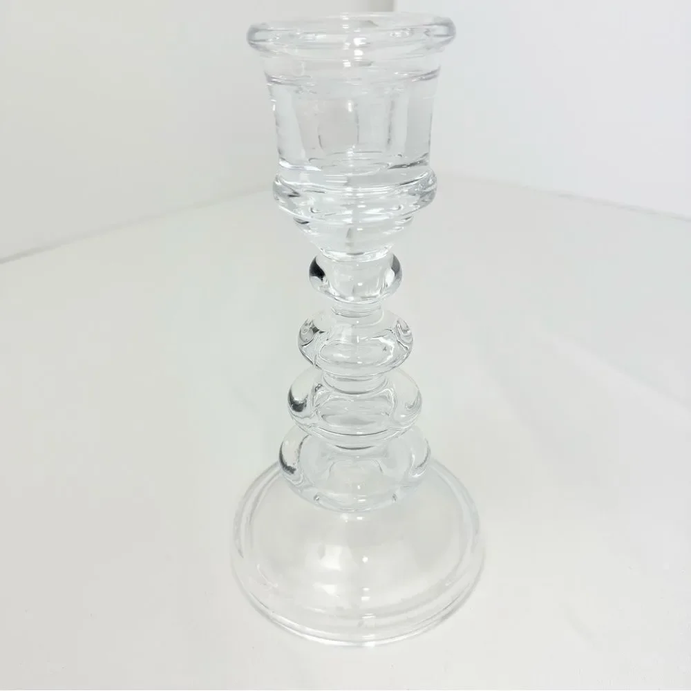 Elements Clear Glass Rounded Tiered Taper Candle Holder